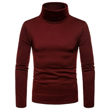 Fashion Mens Roll Neck Long Sleeve Cotton Top High Neck Turtle Neck Sweater Tops